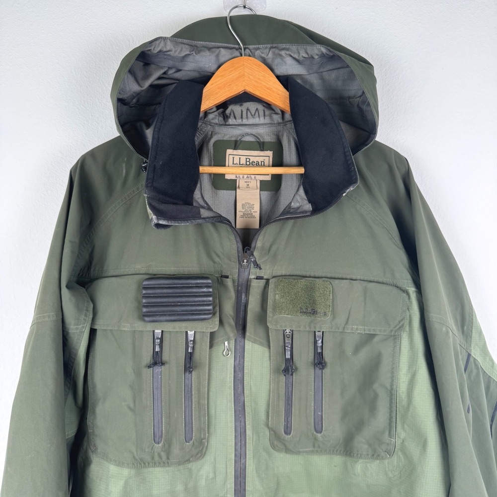 LL Bean Wading Jacket Mens M Green Good Fly Fishing Technical Shell Gorpcore - Picture 2 of 11